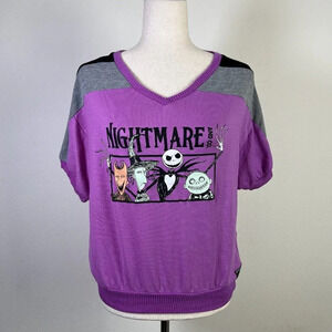 Nightmare Before Christmas Top Women's Medium Disney Purple Pajama Top Soft Cozy